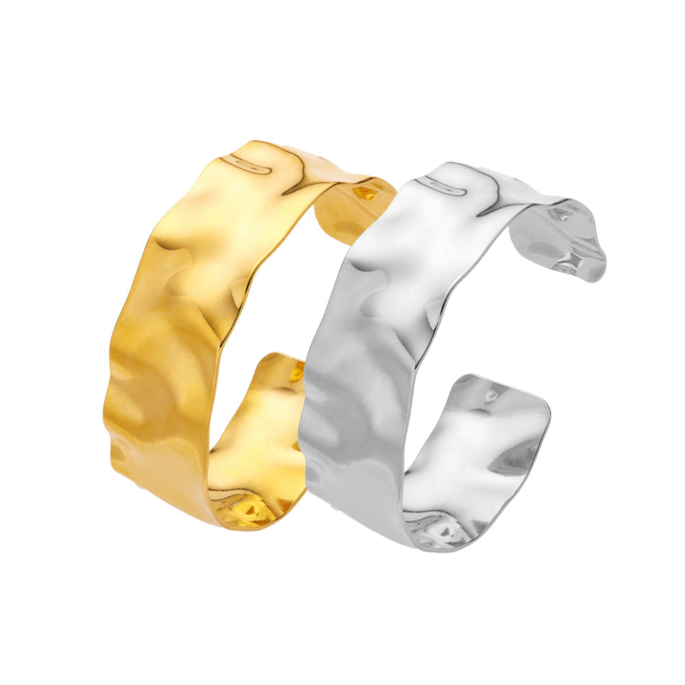 Wholesale 18k Gold Plated Hammered Wide Bracelet